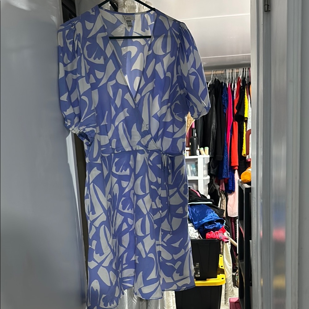 a new day Blue and White Patterned Dress